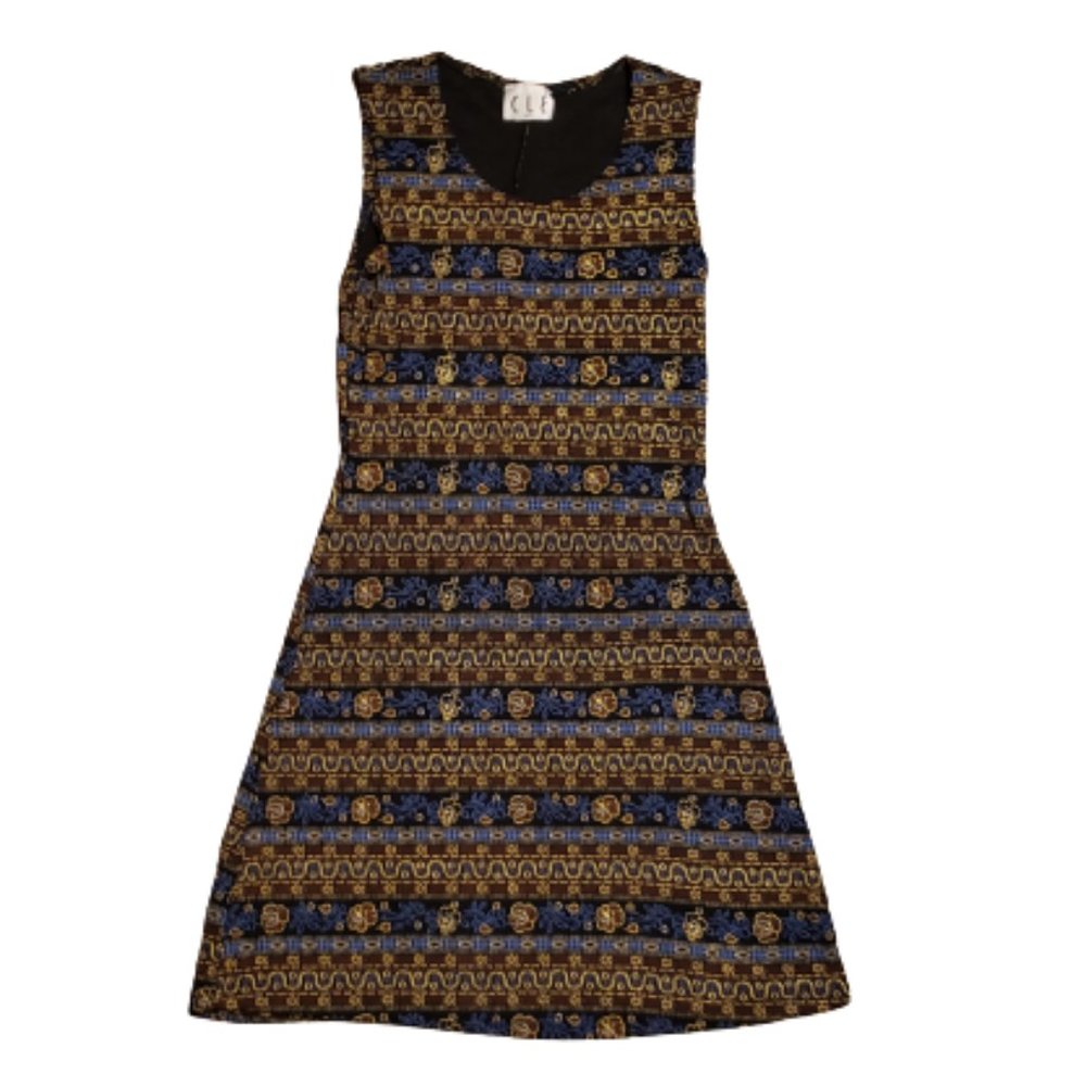 CLE Paris Floral Striped Pattern Sleeveless Midi Dress USA Women's M Pre-owned